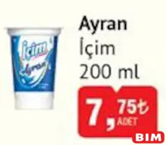 İÇİM AYRAN 200 ML fiyat ve kampanya bilgisi